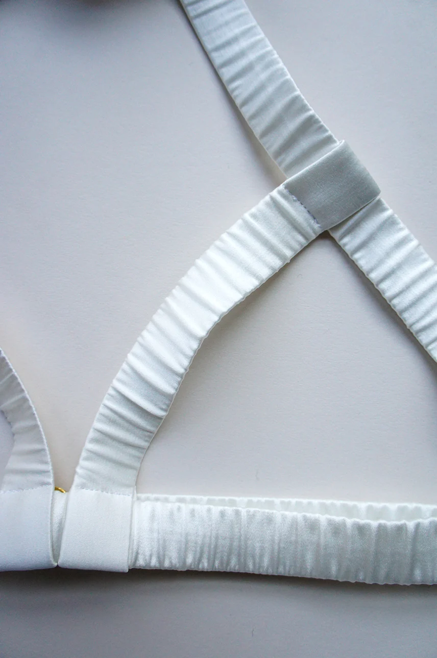 Elektra Caged Bralette Off White Silk - Image 3