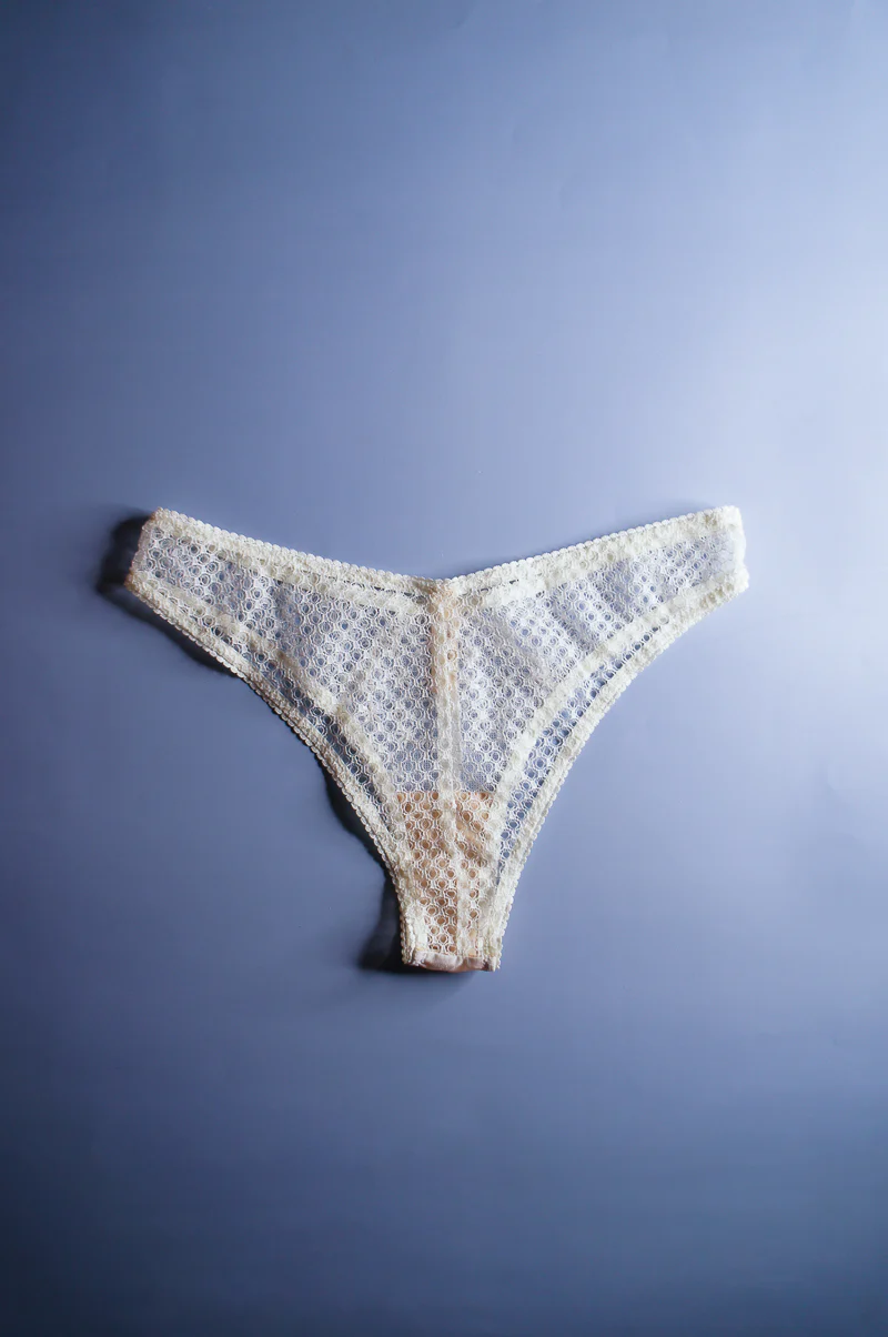 Honeycomb Mesh Off White Brazilian Brief - Image 3