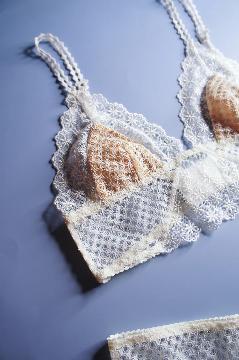 Honeycomb Off White Mesh Longline Bralette - Image 7