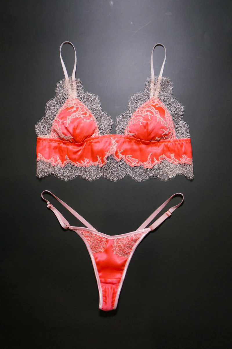 Ophelia Appliqué Bralette Neon Guava - Image 5